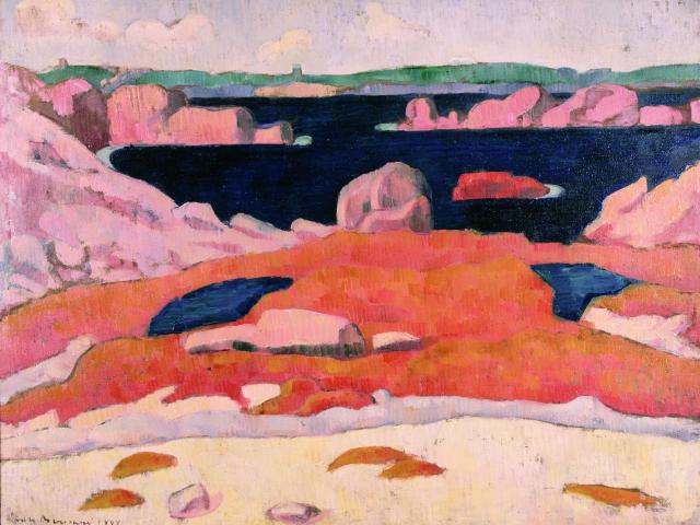 Émile Bernard (Lille, 1868 – Paris, 1941), Bord de mer en Bretagne, Saint-Briac (inv. 985.5.1), 1888, huile sur toile marouflée sur contreplaqué, 70 cm x 91,2 cm